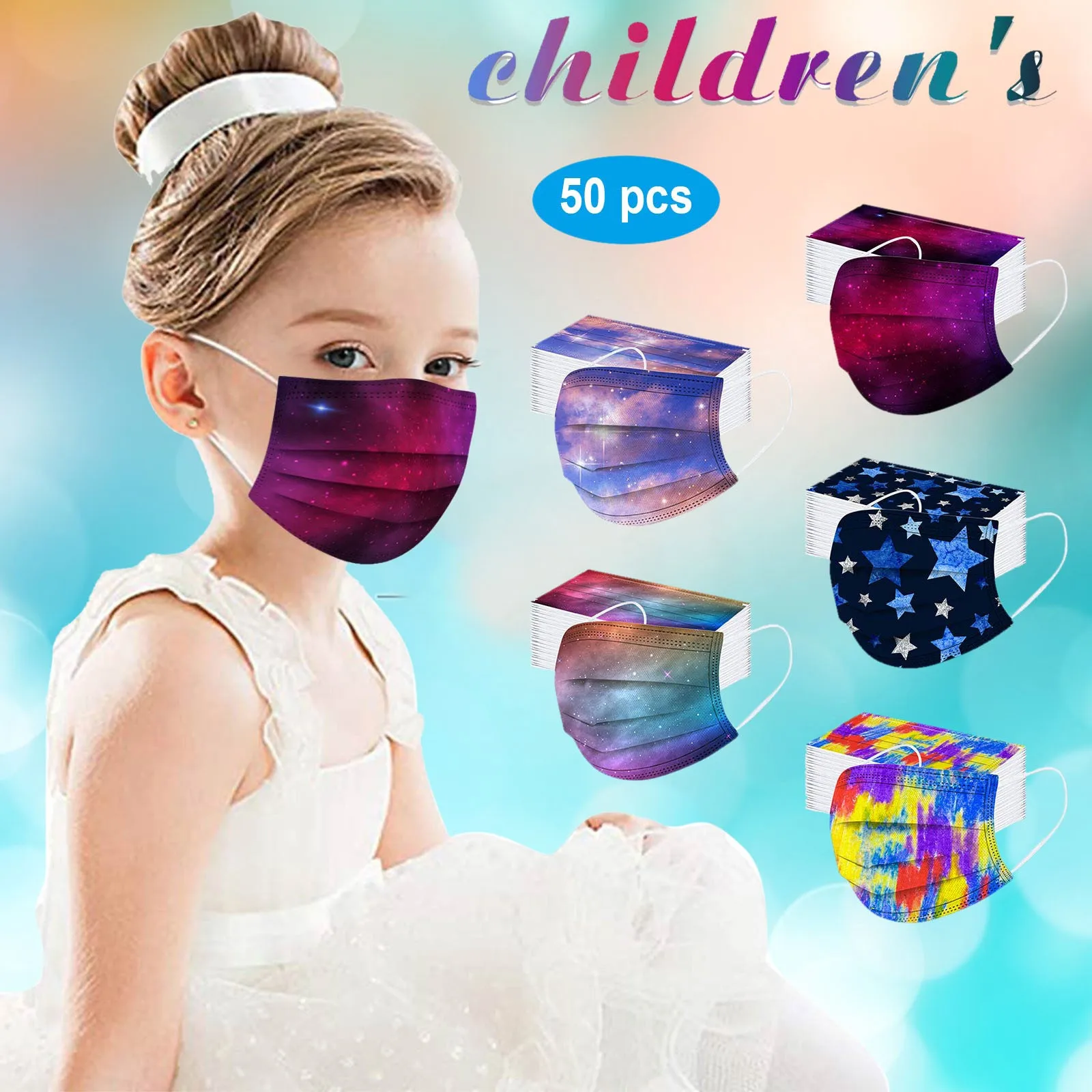 

50pcs Cartoon Kids Disposable Mask 3 Layer Children's Face Mouth Mask Earloop Safety Protect Mask Mascarilla Infantil