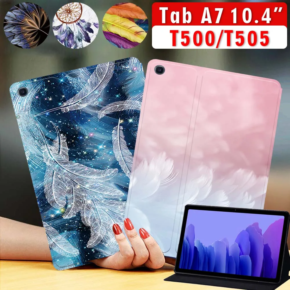 

PU Leather Tablet Case for Samsung Galaxy Tab A7 10.4 Inch 2020 SM-T500 SM-T505 Lightweight Foldable Cover Case + Free Stylus