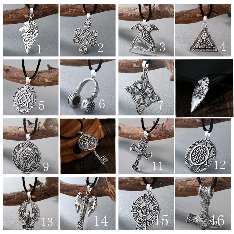 CHENGXUN Men Jewelry Multiple Punk Necklace Gothic Style Norse Amulet Pendant Necklace Viking Slavic Talisman Jewelry