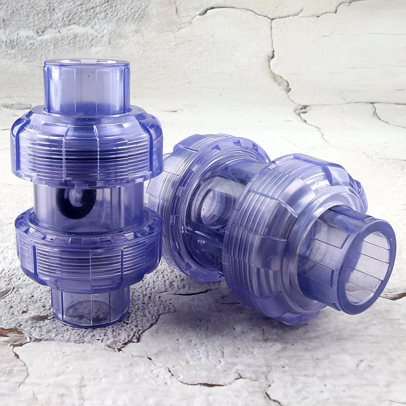 20~63mm UPVC Transparent Socket Type Check Valve Aquarium Tank Flap Double Union Joint Water Pipe Non-Return Valve