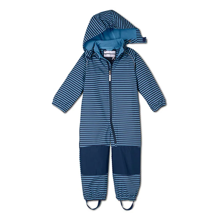 children/kids/boys softshell jumpsuit, windproof/waterproof romper, boys overalls, blue stripe, size 74 to 116