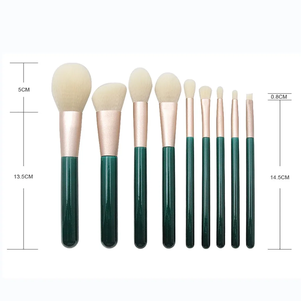 Diamantgroen 9-delige make-upborstel Foundation Brush Poederborstels voor oogschaduw Blush Brush Cosmetica Make-up gereedschap