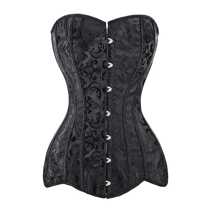 Women Overbust Lace Up Corselet Top Slimming Waist Control Corset Bustier 14 Spiral Steel Boned Long Torso Shapewear Corsets