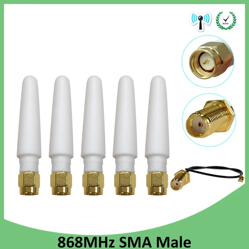 

GWS 5pcs 868mhz antenna 3dbi sma male 915mhz lora antene module lorawan ipex 1 SMA female pigtail Extension Cable customizable