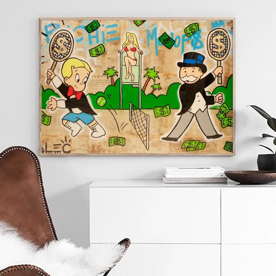 Alec Graffiti Art Prints Rich Dollar Art Posters and Prints Wall Art for Living Room Home Decor