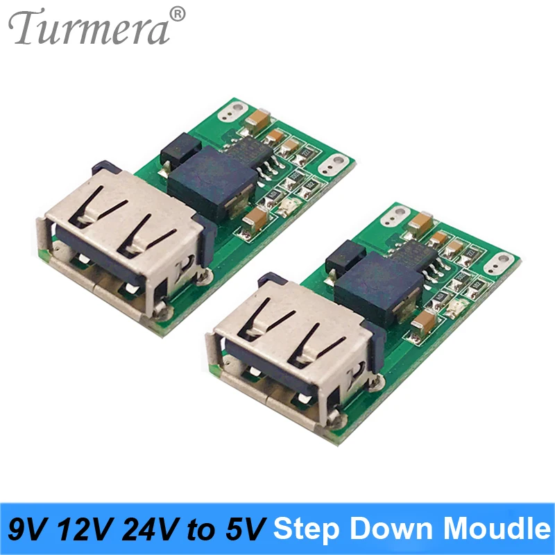 Turmera 6-24V 9V 12V 24V to 5V 3A Car USB Charger Module DC Buck Step Down Converter 5V Power Supply Module  for Lithium Battery