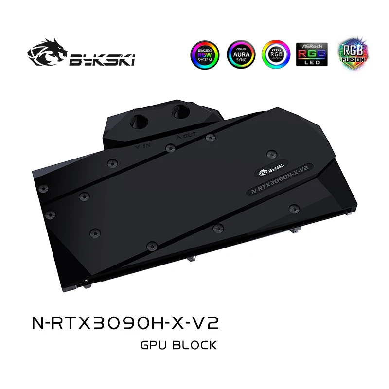 Bykski N-RTX3090H-X-V2 GPU Cooler น้ำสำหรับ ZOTAC/GALAXY/LeadTek/Manli/PNY/Palit/KFA2/Ganiward/MAXSUN3090/3080 RGB