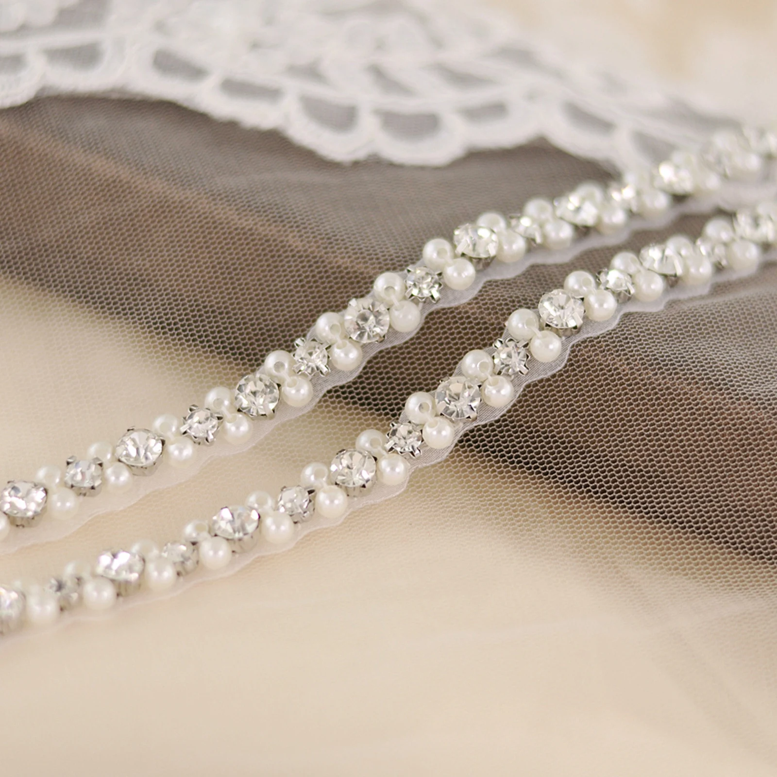 TRIXY S381 Wedding Belt for Bride Dress Pearl Rhinestone Trim Crystal Female Accessories Women Thin Silver Belt Women