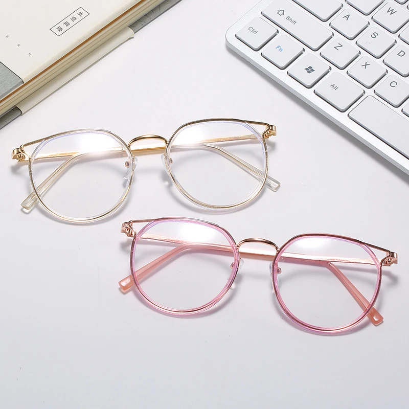 -1.0 -1.5 -2.0 -2.5 -3.0 To -6.0 Women Men Fashion Round Myopia Glasses Oversized Eyeglasses Frames Students Metal Clear Glasses