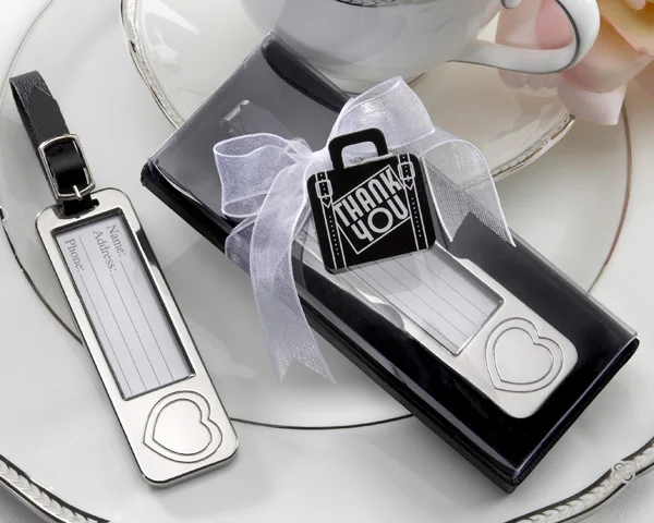 

(10 Pieces) Silver wedding gifts and Heart favors of Silver Travel Luggage Tags For Bridal Shower favors and Party guest gifts