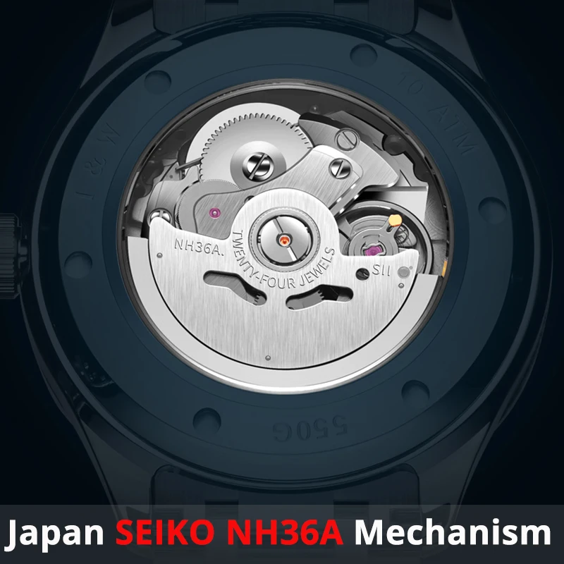 SEIKO-Reloj de tungsteno de lujo para hombre, cronógrafo automático con movimiento japonés NH36A, calendario de zafiro, luminoso, nuevo, 2024