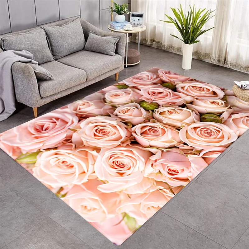 3D Rose Flower Carpet Living Room Large Area Rug Bedroom Decor Mat Hallway Doormat Entrance Mat Alfombra Tapis Tapete Felpudo