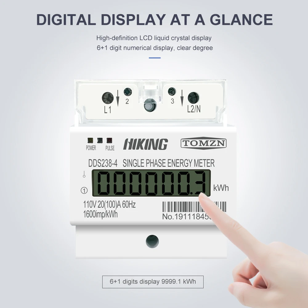 20(100)A 110V 60HZ DDS238-4  Single phase Din rail KWH Watt hour din-rail energy meter LCD