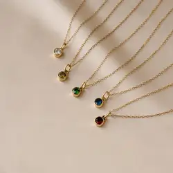 ELAN-Colar Birthstone Minimalista, Aço Inoxidável, Jóias Personalizadas, Aniversário, Venda