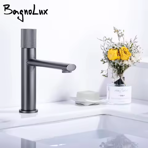 Bathroom Mixer Sink Tap Hot Cold Solid Brass Basin Faucet Gunmetal Deck Mounted Single Hole One Handle Vanity Water Tapware