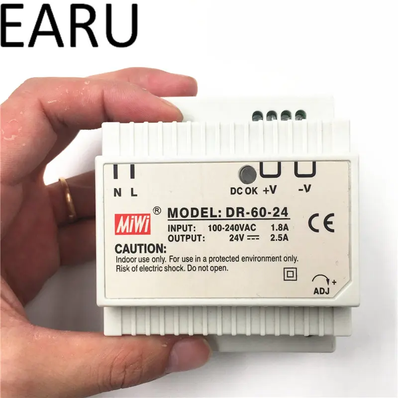 Din rail power supply 60w 24V power suply 24v 60w ac dc converter dr-60-24 good quality OEM