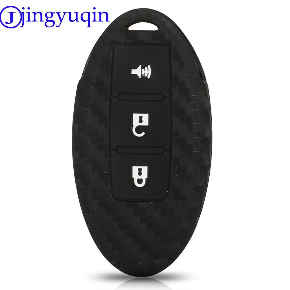 jingyuqin Carbon Fiber Patten Silicone Car Key Shell For Nissan Qashqai J11 X-Trail T31 T32 Vampira Pathfinder Murano Teana Juke
