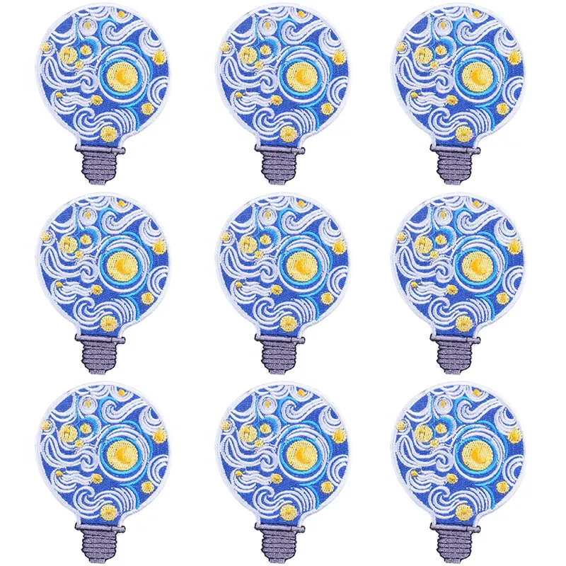Pulaqi 10PCS Van Gogh Patch Wholesale Patches Iron On Patches For Clothing Stickers Stripe Wholesale Dropship Custom Patch