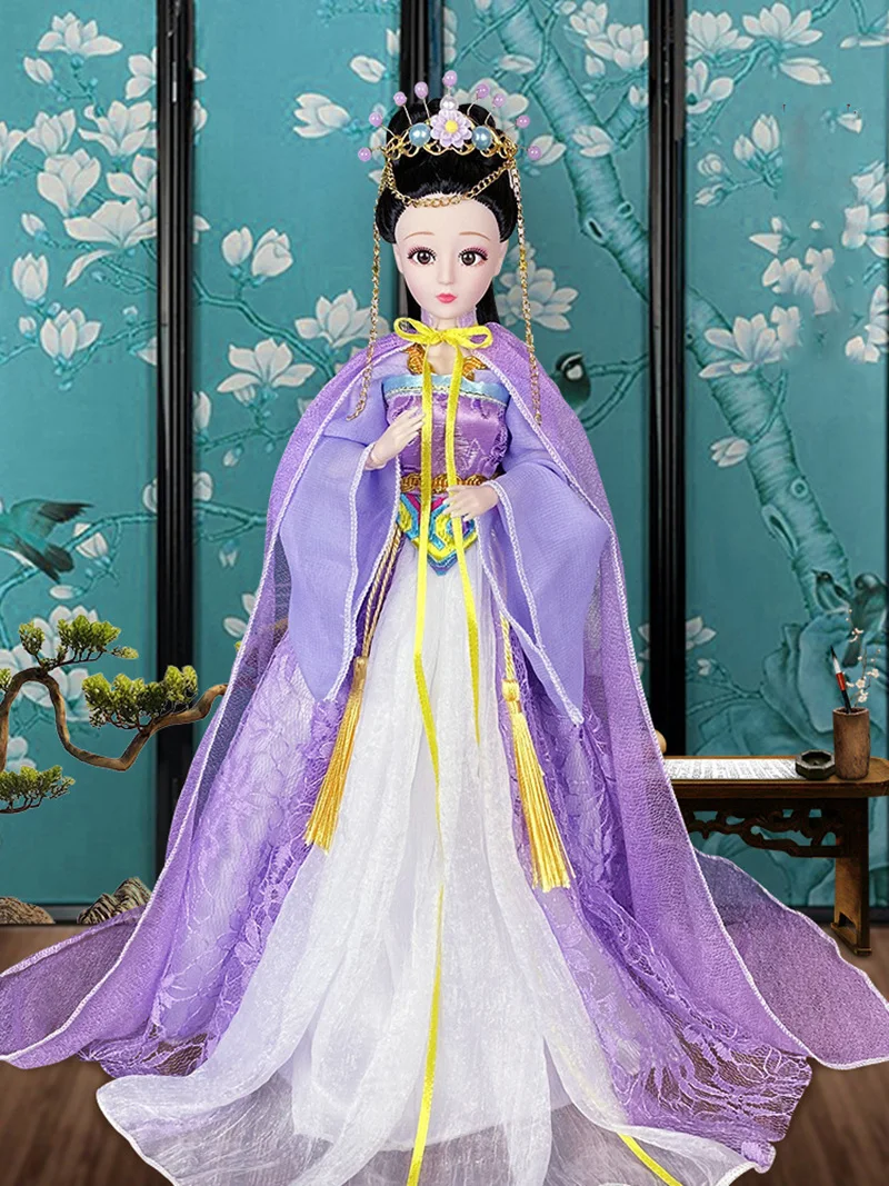 

1/6 Scale 30cm Ancient Costume Hanfu Dress Long Hair Fairy Princess Barbi Doll Joints Body Model Toy Gift For Girl C1238C