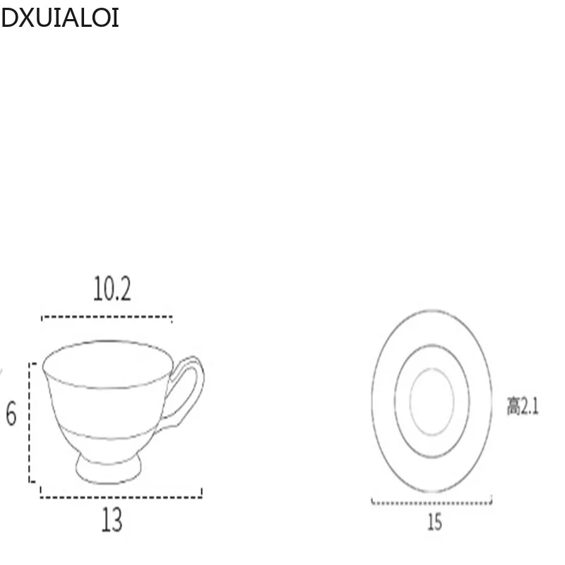 European style coffee cup and saucer English pastoral fashion afternoon tea high bone china ceramic cup tea cup 200ML DXUIALOI