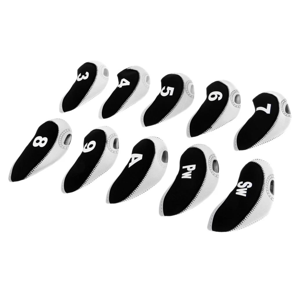 10pcs/pack Golf Club head Wedge Iron Cover Golf Head Covers Protective Set Dirtproof Durable