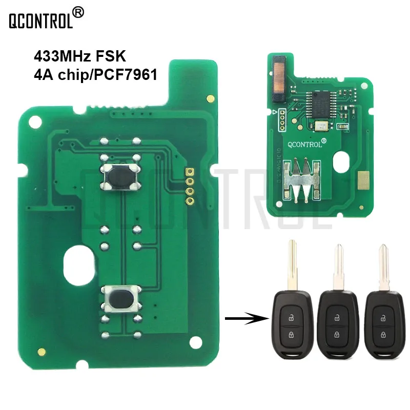 QCONTROL Car Remote Control Key Circuit Board for Renault Sandero Dacia Logan Lodgy Dokker Duster Chip PCF7961M HITAG AES