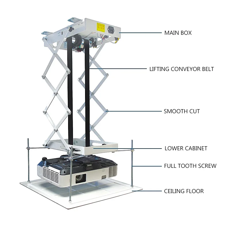Projector Lift Projector Bracket Holder Stand Electric Motorized Projector Ceiling Mount Hanger With Remote Control 70CM