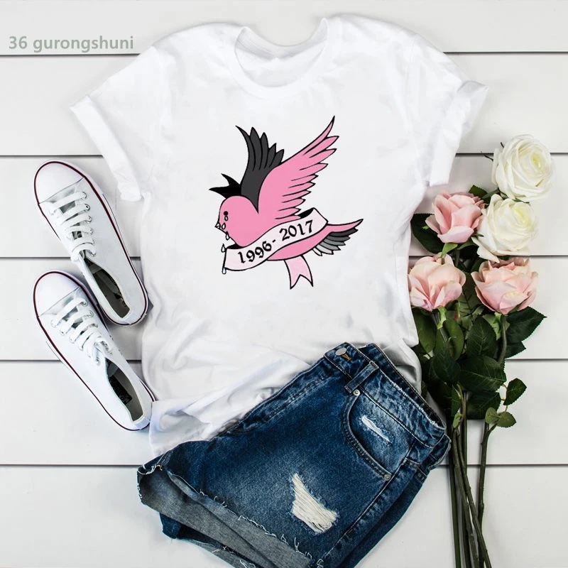 Fashion hiphop women t-shirt watercolor painting bird graphic print camiseta muje t shirt 90s summer Harajuku tshirt tumblr tops