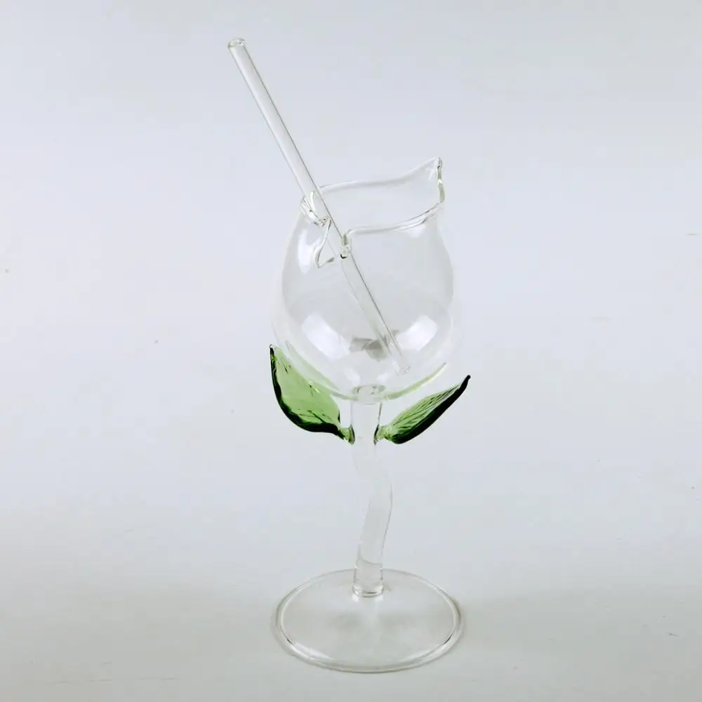 

Creative wine goblet high borosilicate glass rose flower wine glass goblet