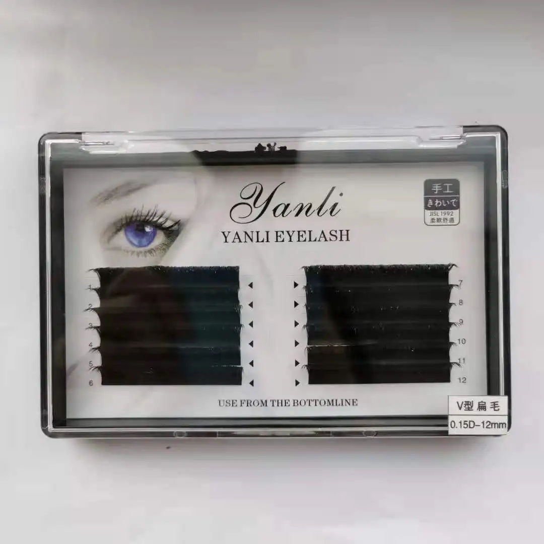 V-Flat Ellipse Lashes Individual Eyelash Extension 0.15 C 8-12mm Matte Split Tips Ellipse Soft Flat Shape