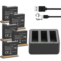 Batteria da 5 pacchi + scatola di immagazzinaggio del caricabatteria a 3 slot per accessori per Action cam DJI Osmo