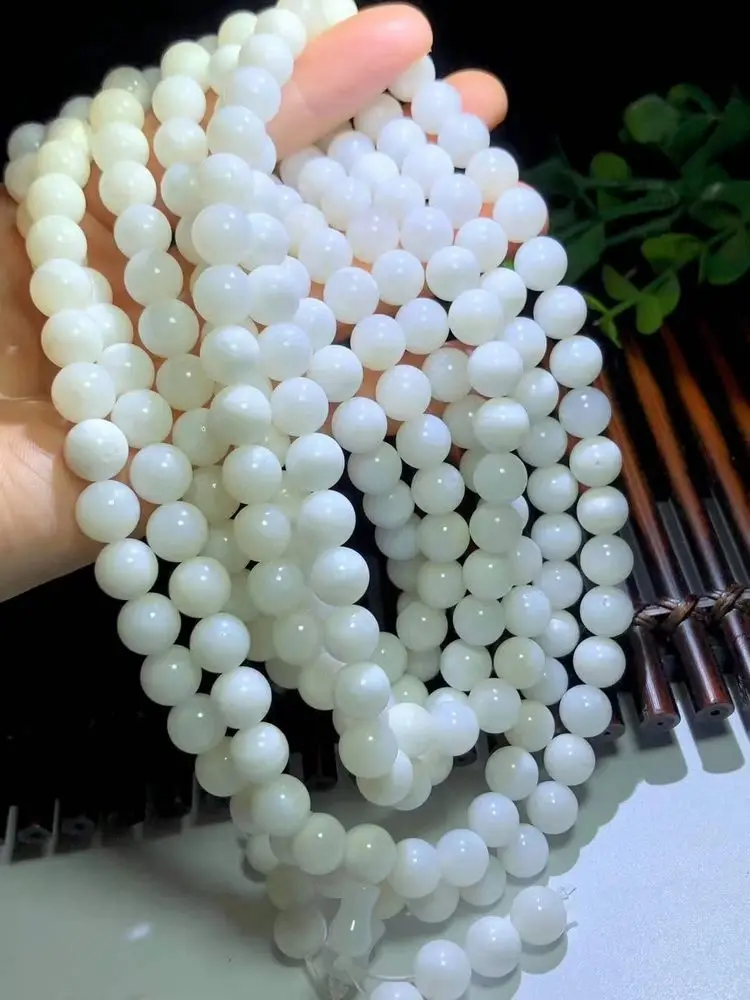 8mm Quality Sea Jade Rank Tridacna Bracelet Giant Clam Mala Bead Hanging Bangle 108 Bead Rosary Churinga