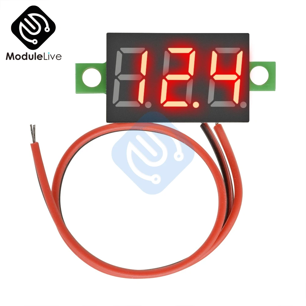 0.36 Inch 2 wire Red Blue White Green Mini Digital LED Display Voltmeter Panel Volt Voltage Meter Adjustment Voltmeter for Cars