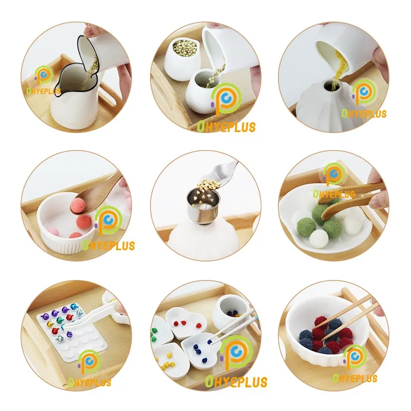 Montessori Practical Life Materials Pour/ Spoon/ Clip Works for Children Premilimary Exercise Fine Motor Skill Trainning Game