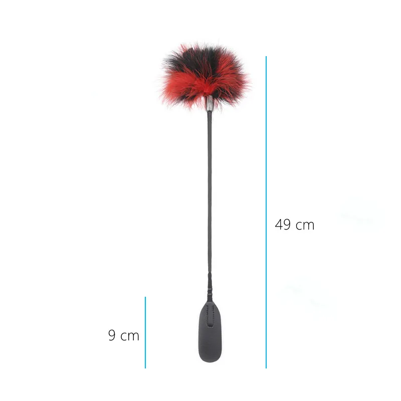 Flirt Tickle Erotic Feather with Fetish Punish Leather Spank Whip for Men Women Sex Blindfolded Stimulation Teasing Stick Toys