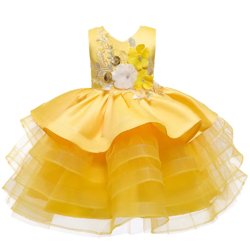 Carnival Costume For Kids Embroider Cake Layered Elegant Princess Dresses For Girls Carnival Party Ball Gown Children Clothing