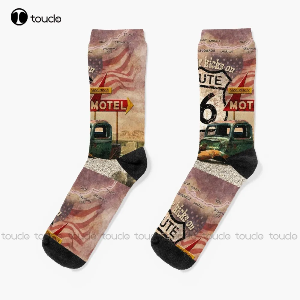 Get Your Kicks On Route 66 Socks Workout Socks Women Personalized Custom Unisex Adult Teen Youth Socks 360° Digital Print