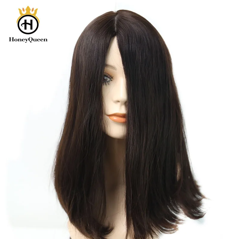 

Jewish Wigs European Remy Hair With Baby Hair Straight Human Hair Wigs Silk Top 4# Color Kosher Wig Pre Colored Honey Queen Hair