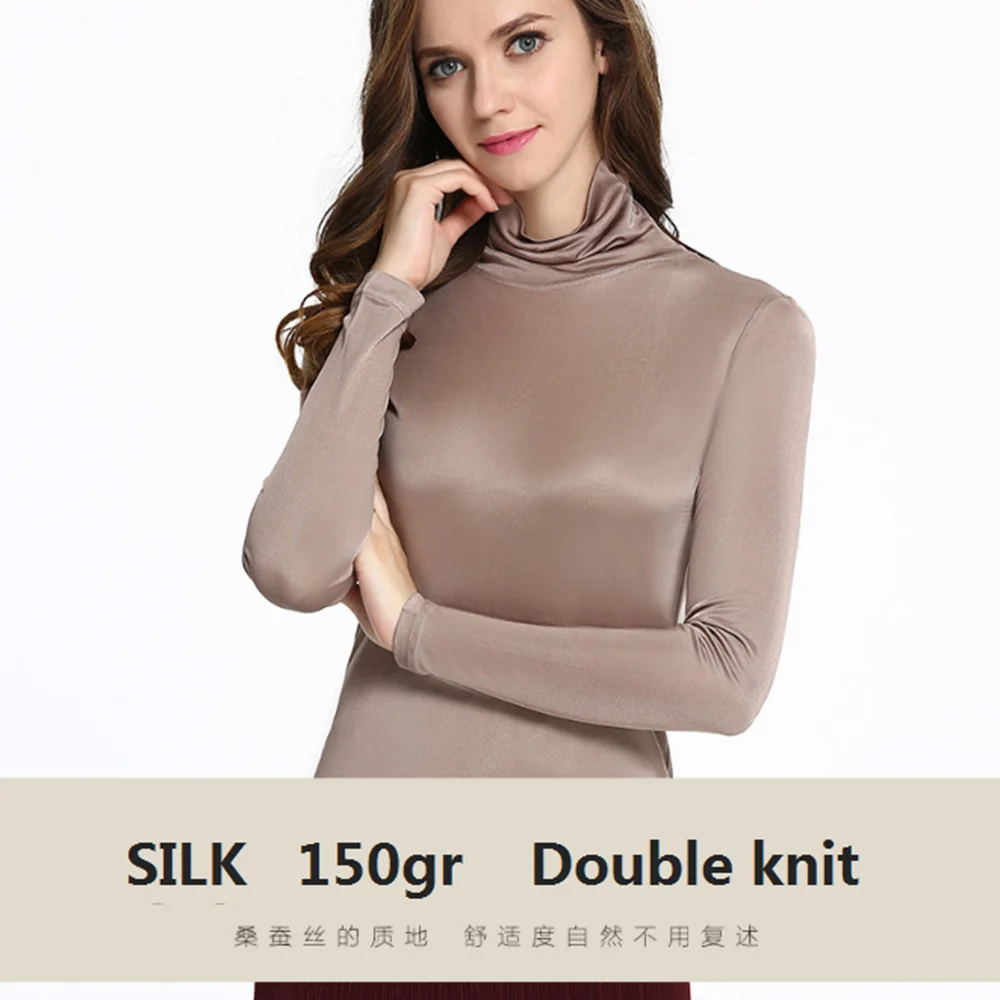 silk winter clothes for women turtle neck warm womens thermal inner wear base layer shirt top underwear woman clothing thermals