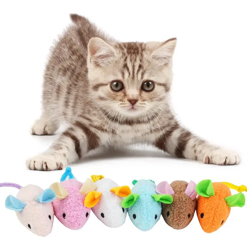 6PCS Cat Mouse Toy Realistic Kitten Chewing Toy Catnip Cat Interactive Kawaii Plush Pet Bite Toy Attractive Pet Supplies