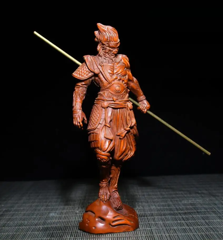 Imagem -05 - Archaize Seiko Mão-esculpida Boxwood Macaco Rei Sol Wukong Decoração Doméstica Artesanato Estátua