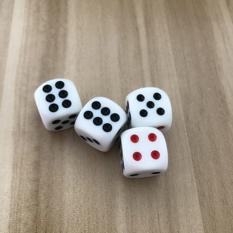 New 10Pcs/Lot High-quality 16mm Drinking Dice Red and Black Dots Rounded Corner White Dice Nightclub Bars KTV Dedicated