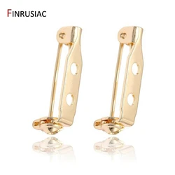 14K Real Gold Plated 21mm Brooch Clip Base Pins Blank Safety Lock Brooch Settings Base For DIY Jewelry Making Supplies
