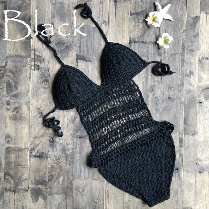 Szydełka jednoczęściowy backless sexy monokini wysokie cięcie kombinezon Knitting Bikini Set stroje kąpielowe strój kąpielowy kostiumy kąpielowe