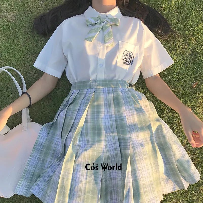 【杉】女子女子日本夏ハイウエストプリーツチェック柄スカートjk制服学生服