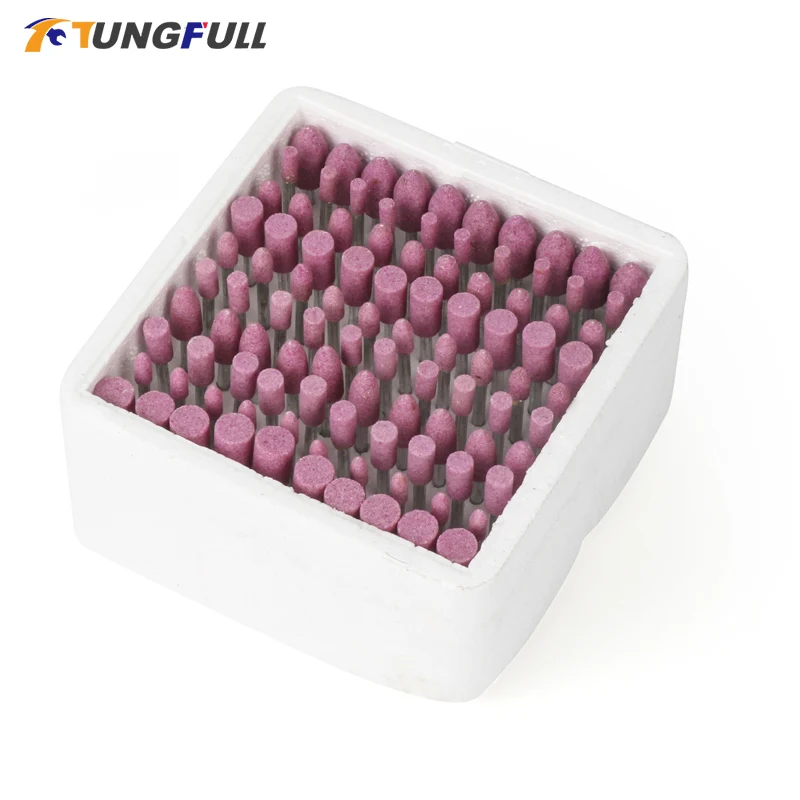 Tungfull Drill Attachment 100 Pcs/Box Assorted Ceramic Mounted Point Grinding Stone Head Wheel Dremel Drill Rotary Tools