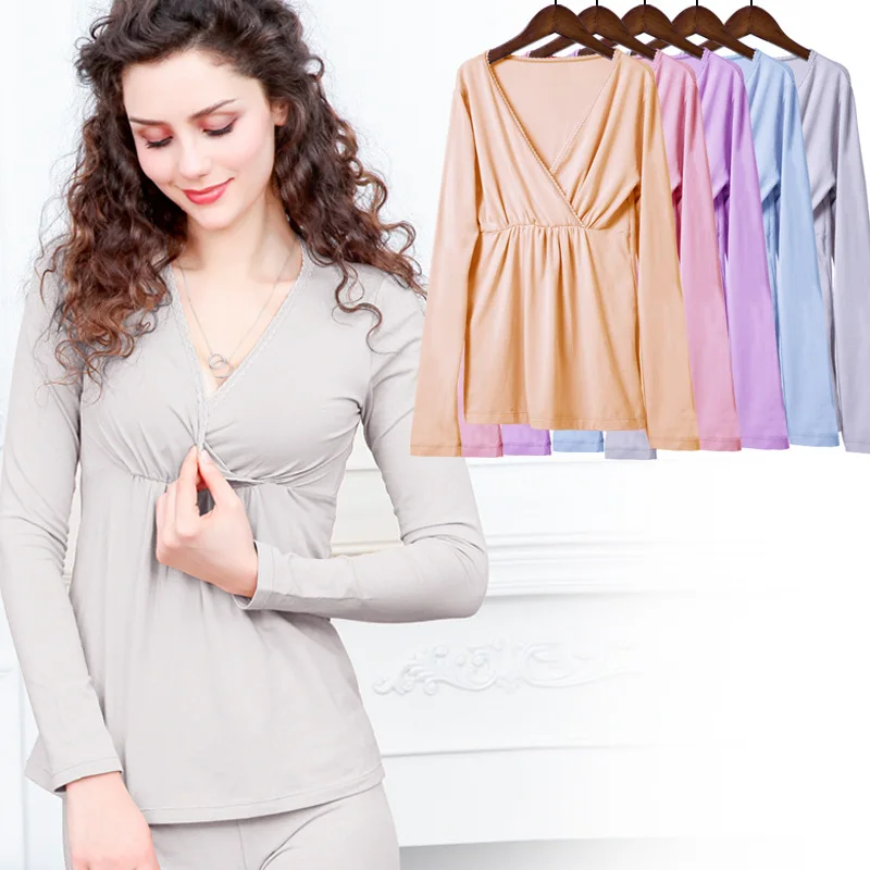 Pregnant women breastfeeding Qiuyi bottoming shirt next to the skin stretch thin section postpartum nursing clothes to keep warm