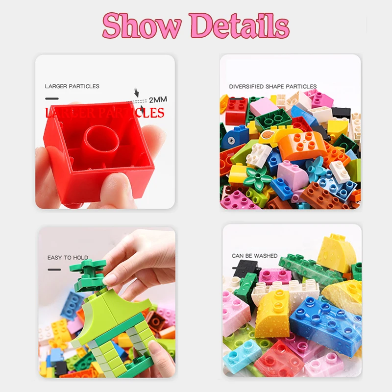 50-300pcs Big Size Building Blocks Assembled Construction Educational Toys DIY Bricks Toddler Toys For Children Kids Gift
