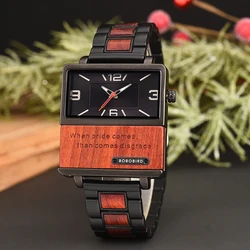 BOBO BIRD Wood Watch 2022 New Square Watch for Men Personalized Waterproof Quartz Wristwatch Relogio Masculino