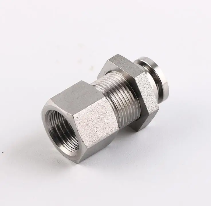 

Pneumatic 4mm-16mm Tube Hose Push In 1/8" 1/4" 3/8" 1/2" BSP thread bulkhead female straight stainless steel 304 air connector